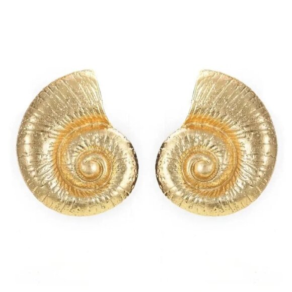 Zara Seashell Gold Earrings - Picture 7 of 16